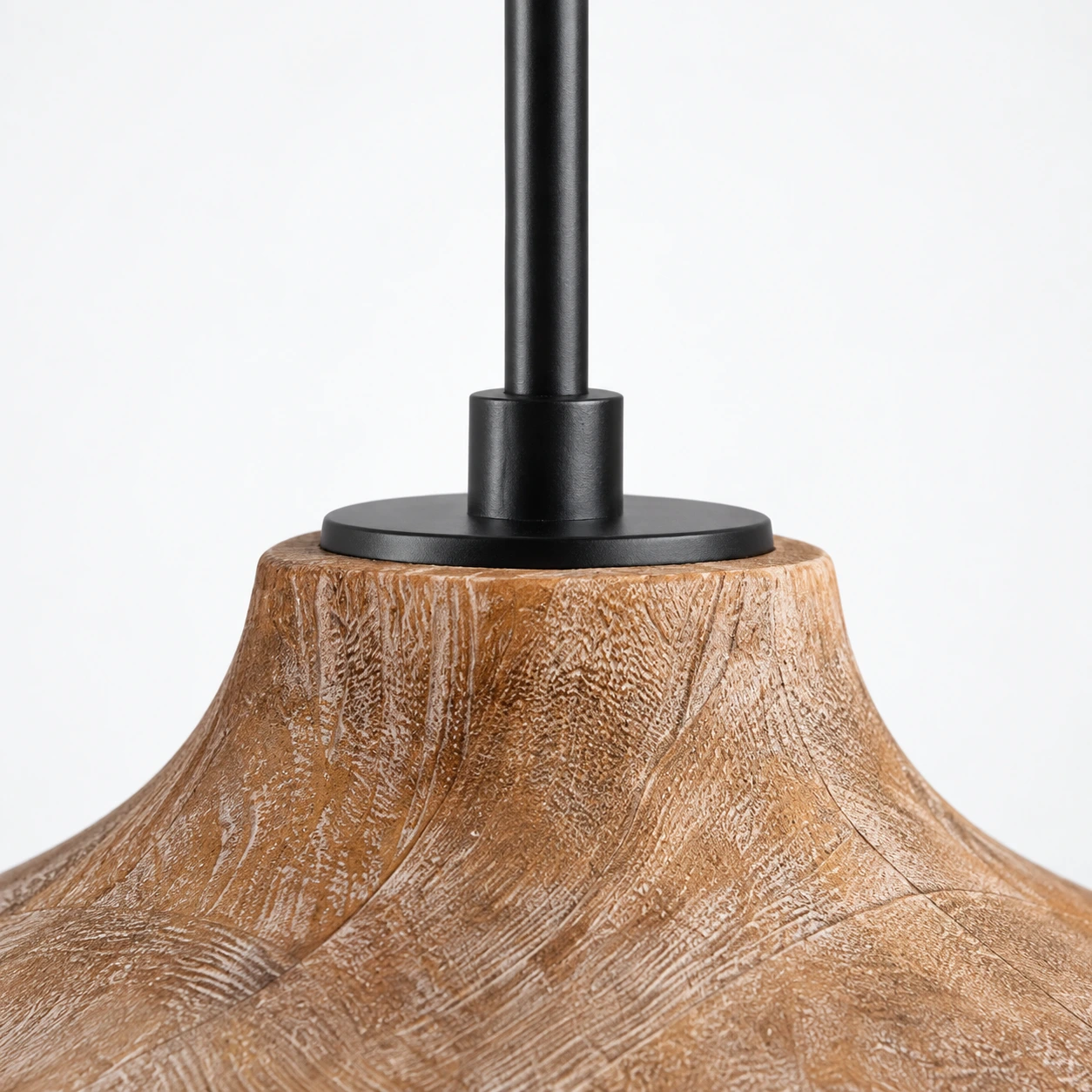 Carved wood and iron connection detail