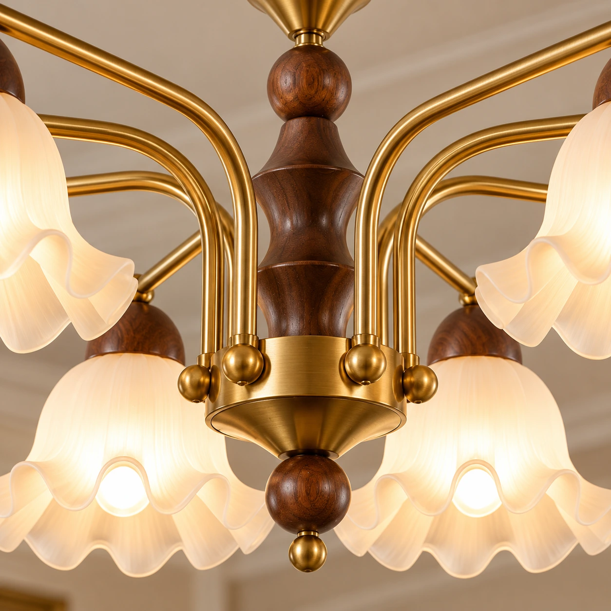 Elara Vintage Branched Walnut Wood Chandelier — and body shared detail