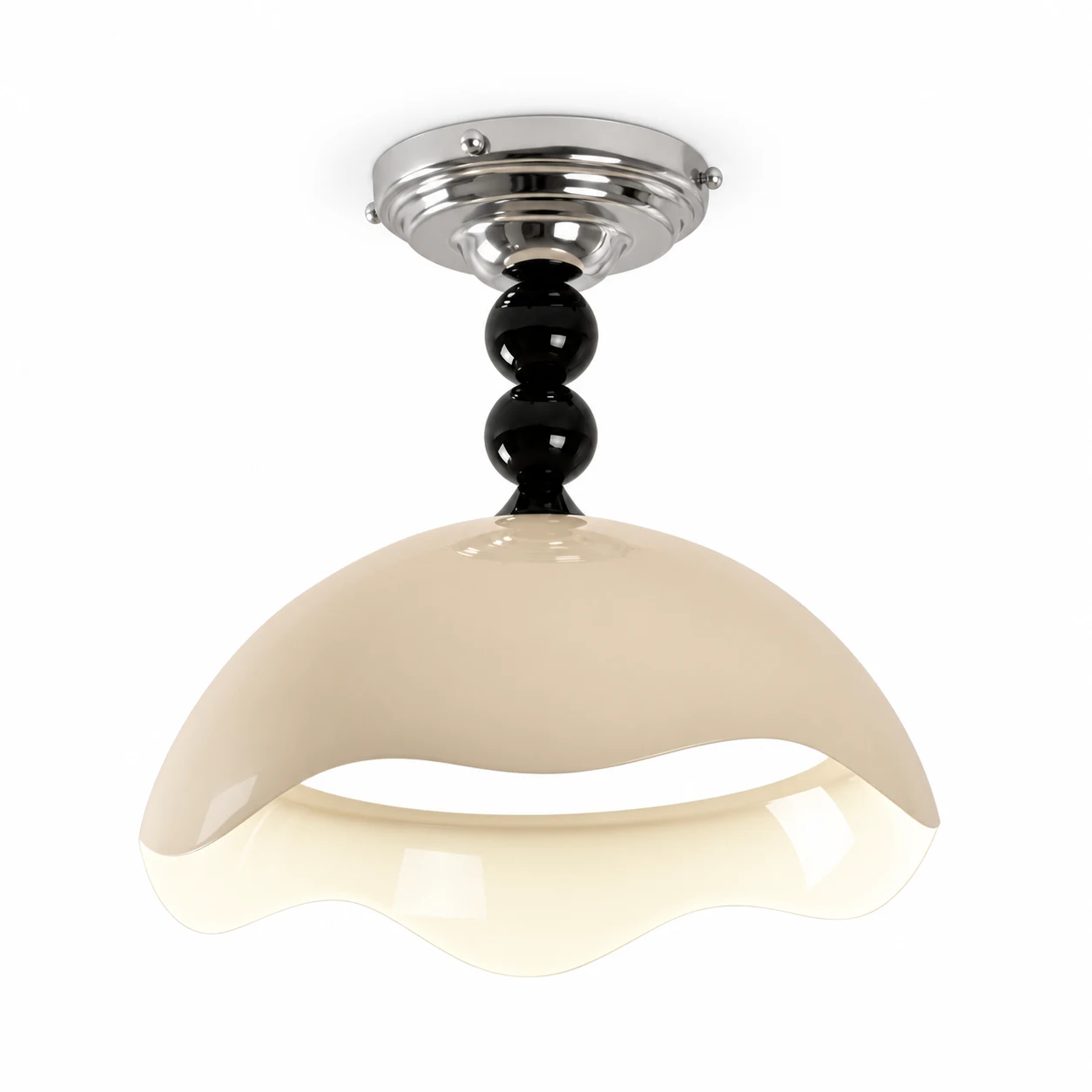 Mira Memphis Scalloped Acrylic and Metal Flush Mount Ceiling Light — identity cream 35