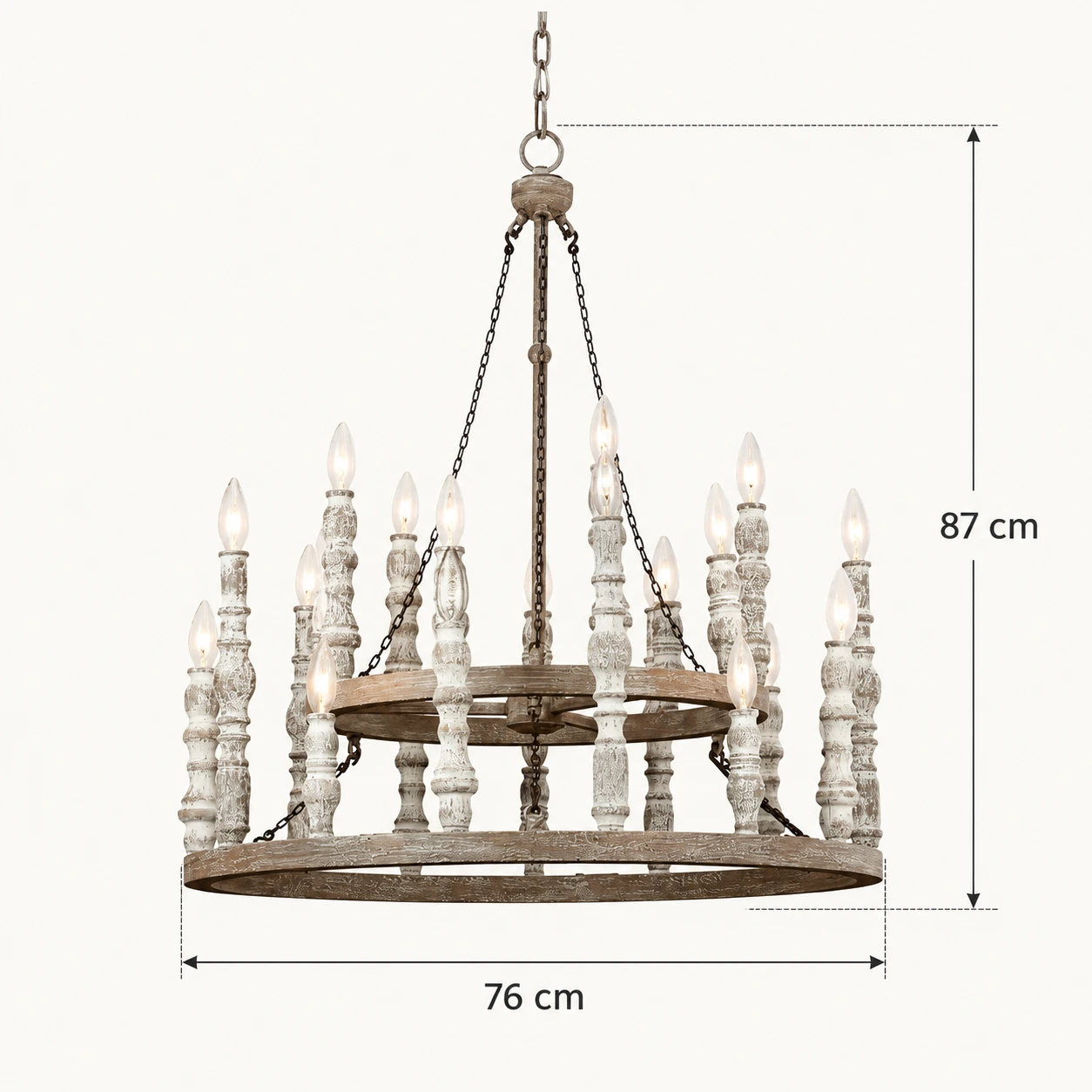 Mira Rustic Carved Wood Chandelier — 02 identity double 24 dimension