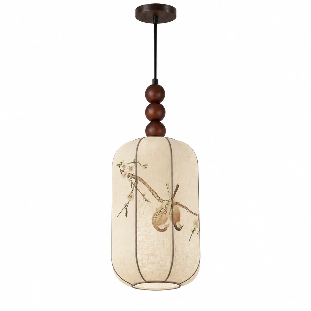 Avery Vintage Single-Light Iron Fabric Pendant Light on a clean white background