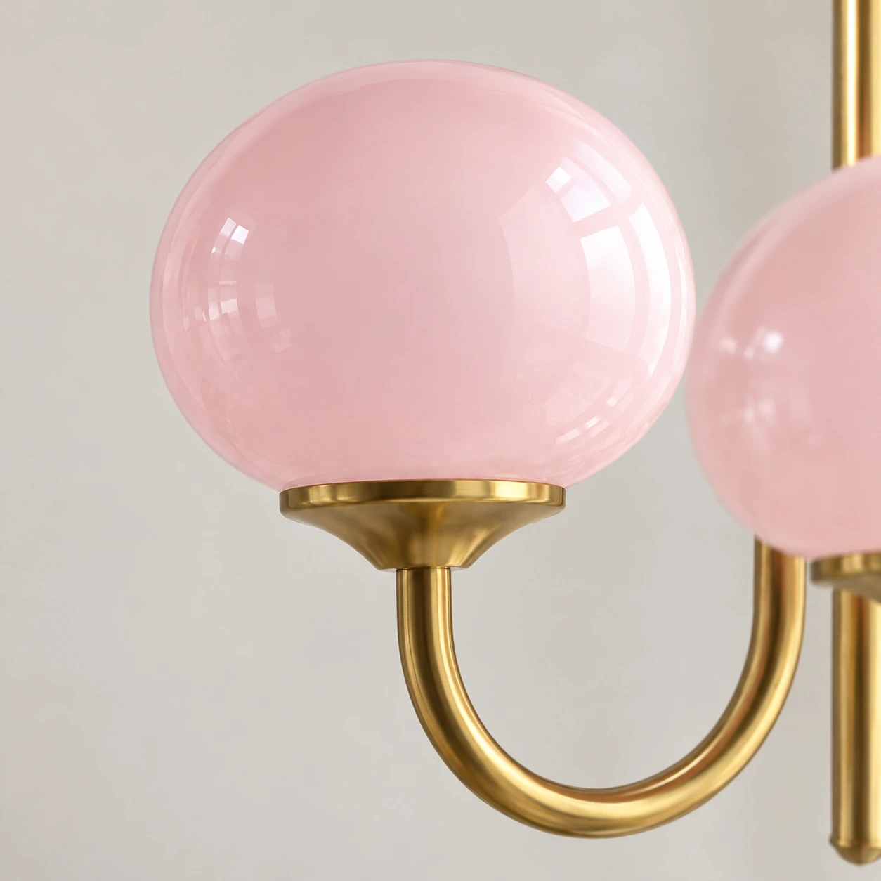 Elodie Vintage Pink Globe Glass Chandelier — detail glass