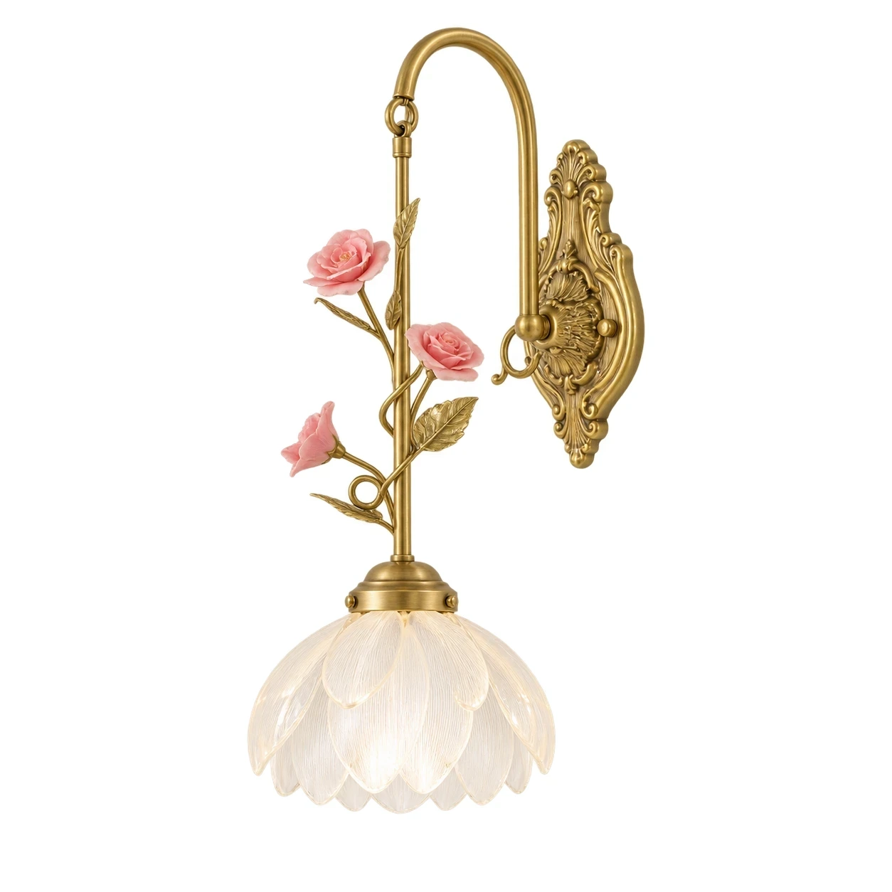 Wushlp Vintage Petal Copper Wall Light on a clean white background