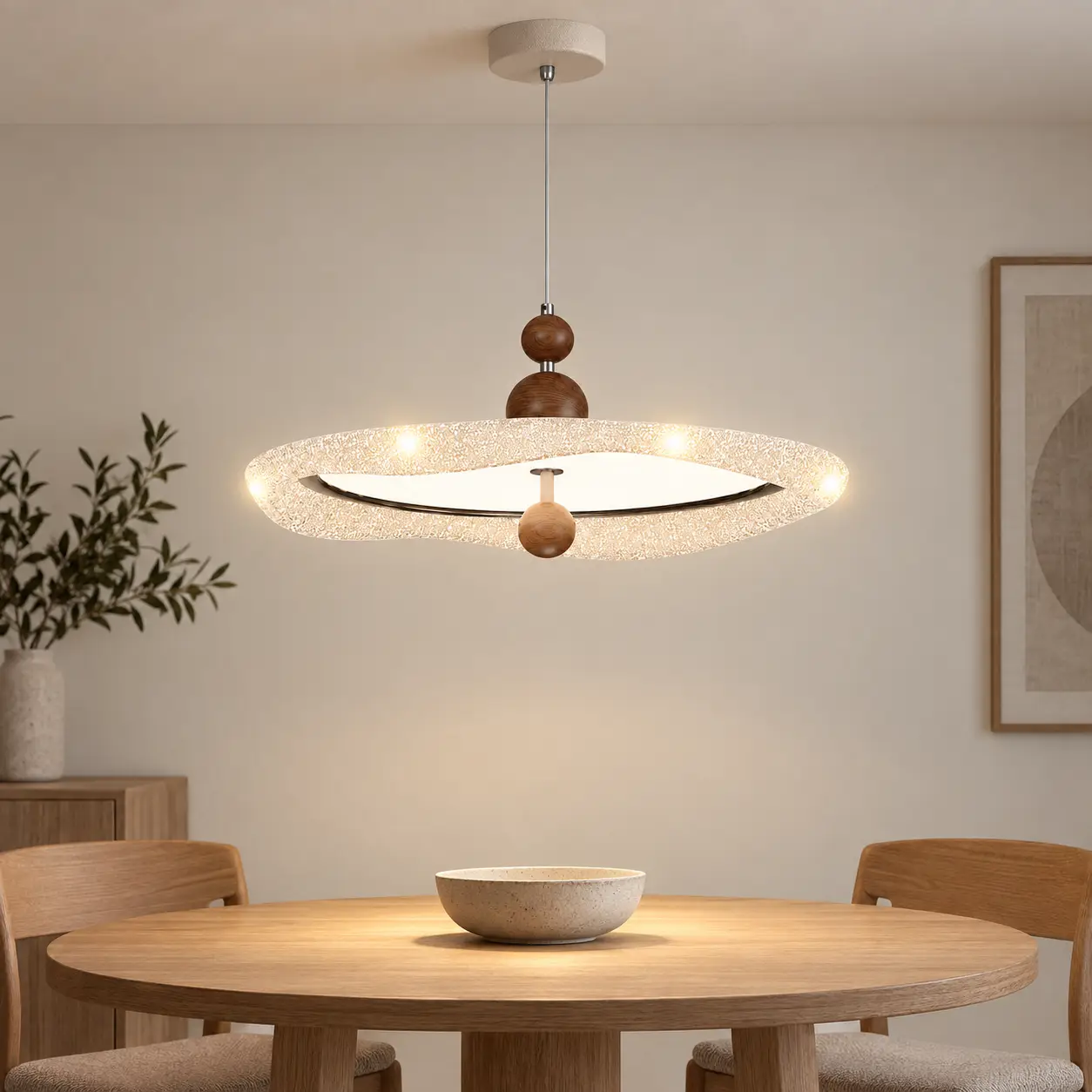 Elara Italian Minimalist Full-Spectrum Iron Acrylic Round Pendant Light dining room scene