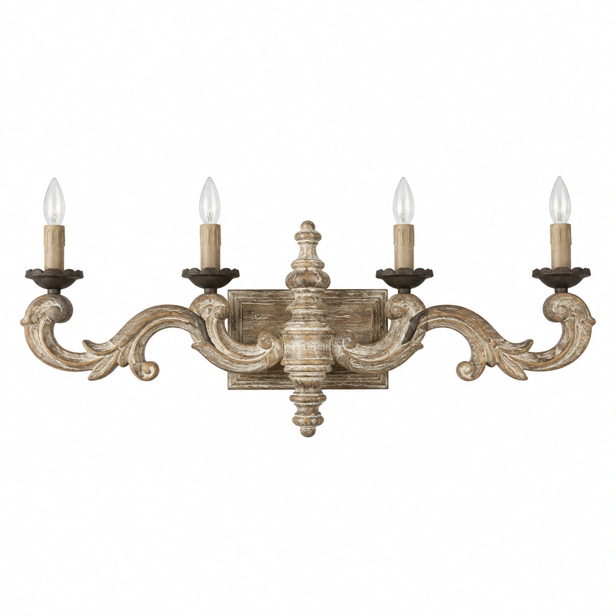 Avery carved solid wood wall sconce identity