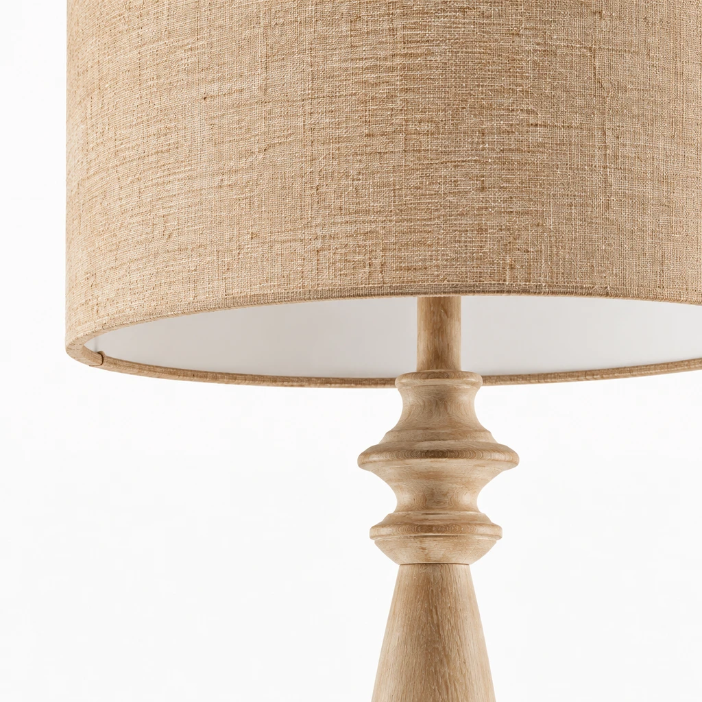 Close detail of the cylindrical fabric drum shade