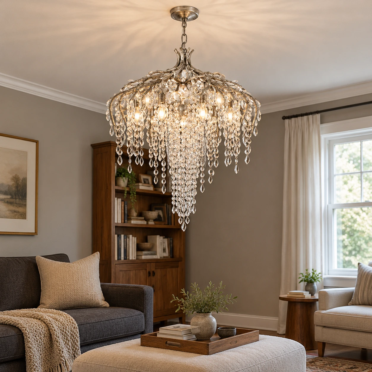 Seraphina crystal cascade chandelier in a family home, scene 9
