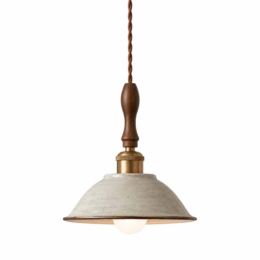 Complete walnut finish pendant on white