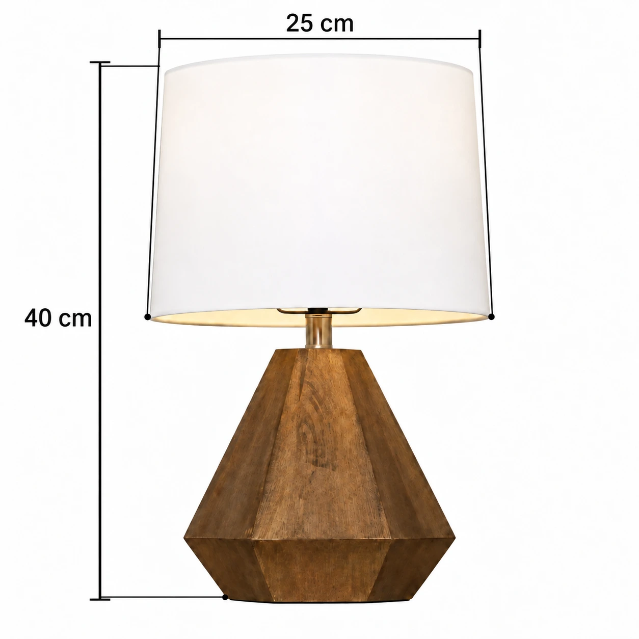 Overall diameter 25 cm and overall height 40 cm dimension diagram