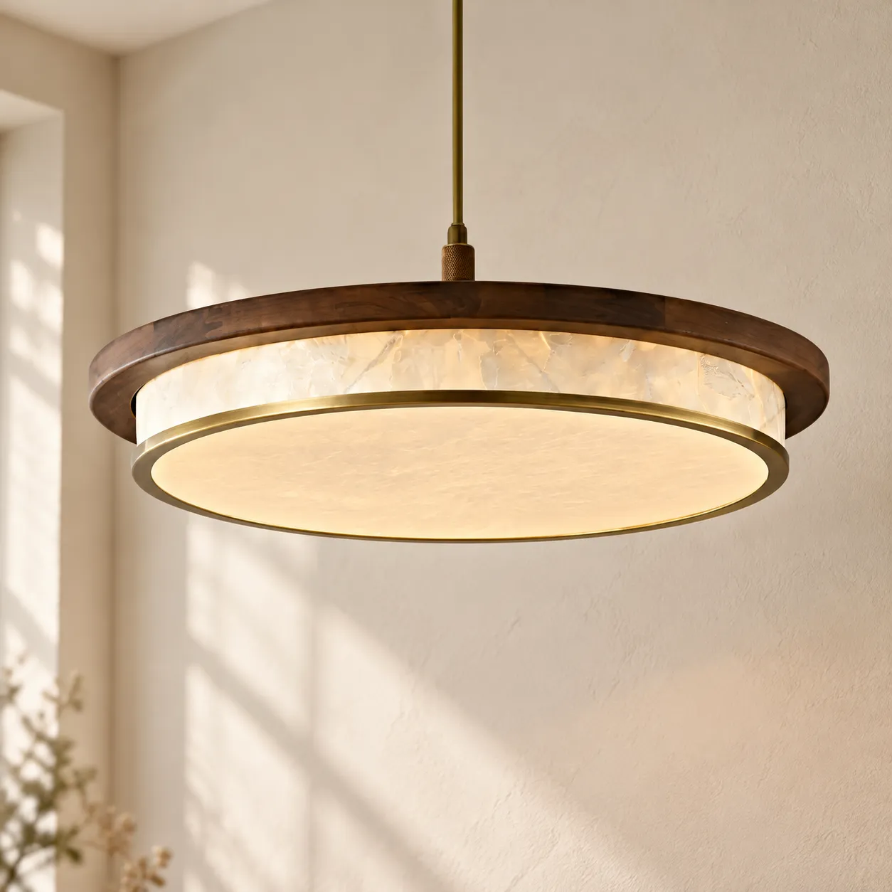Avery Mid-Century Diffused Walnut Pendant Light image 7
