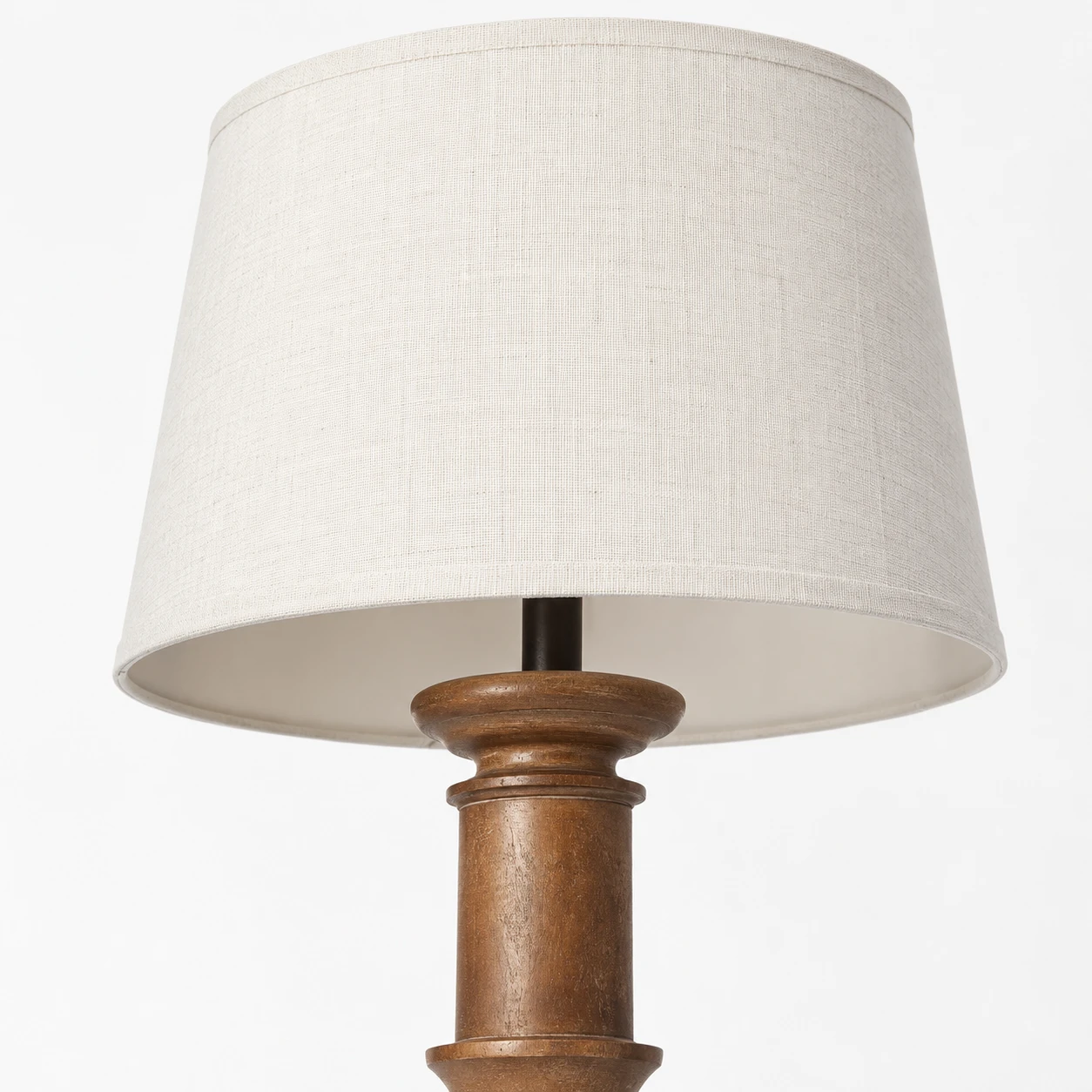 Vera Rustic Carved Wood Floor Lamp fabric shade detail
