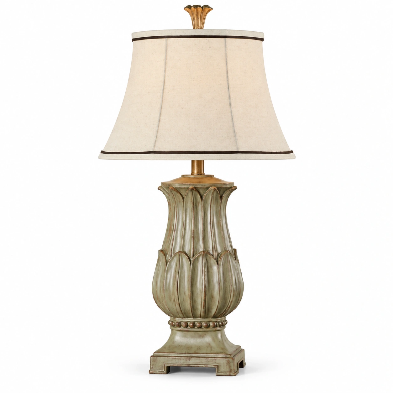Marlowe vintage carved wood table lamp on white