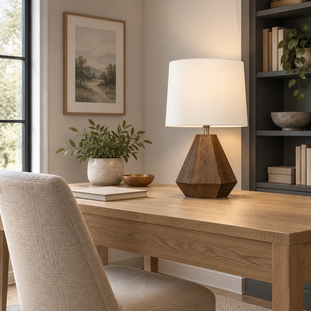Arden table lamp beside a study desk