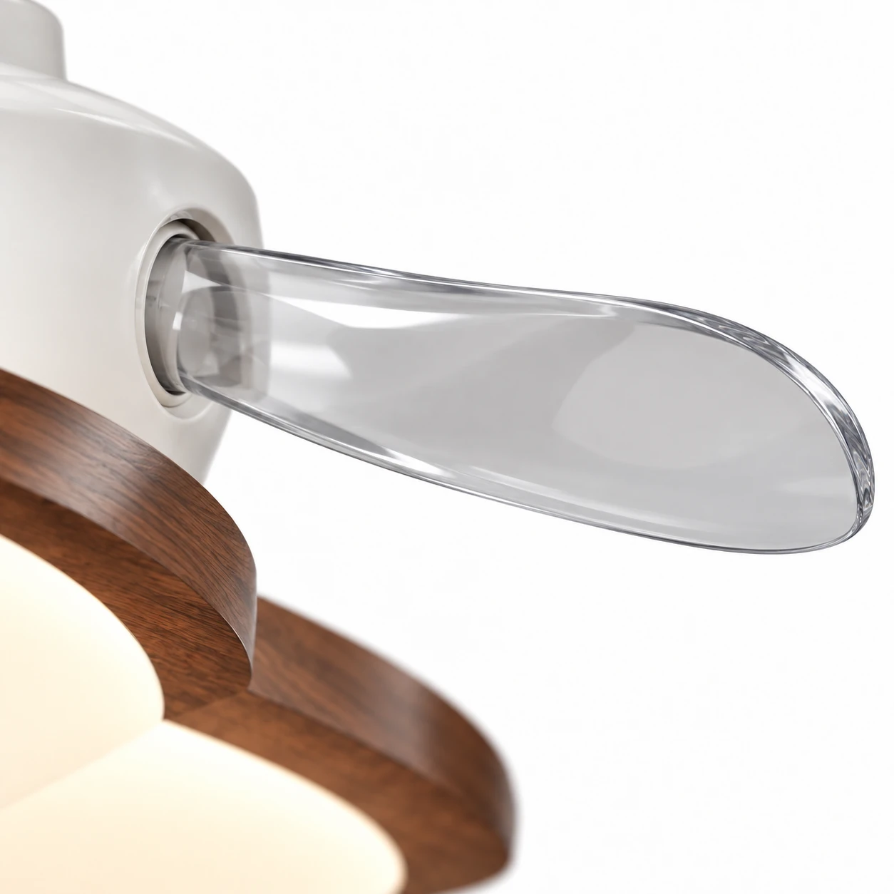 Translucent fan blade and white motor junction