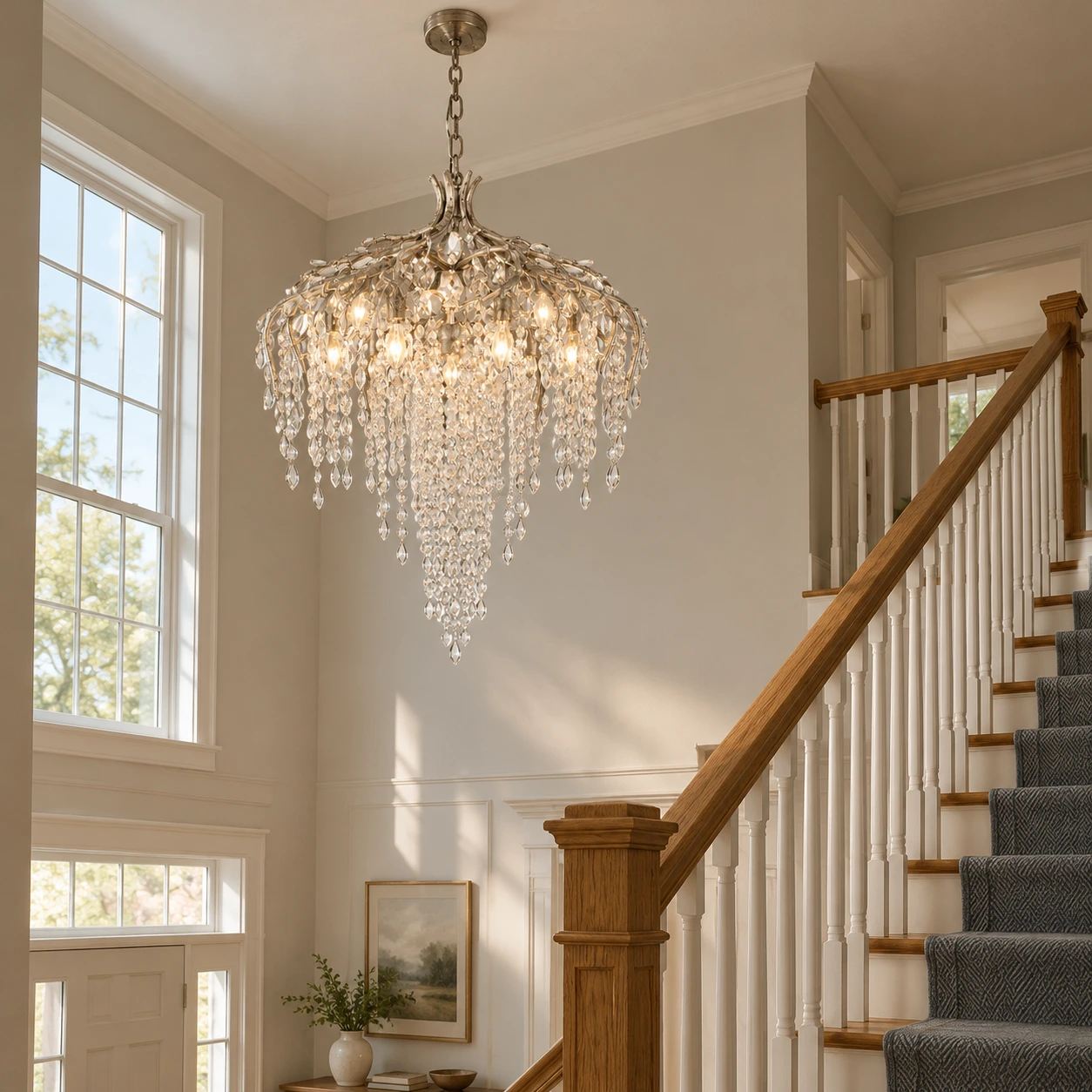 Seraphina crystal cascade chandelier in a family home, scene 8