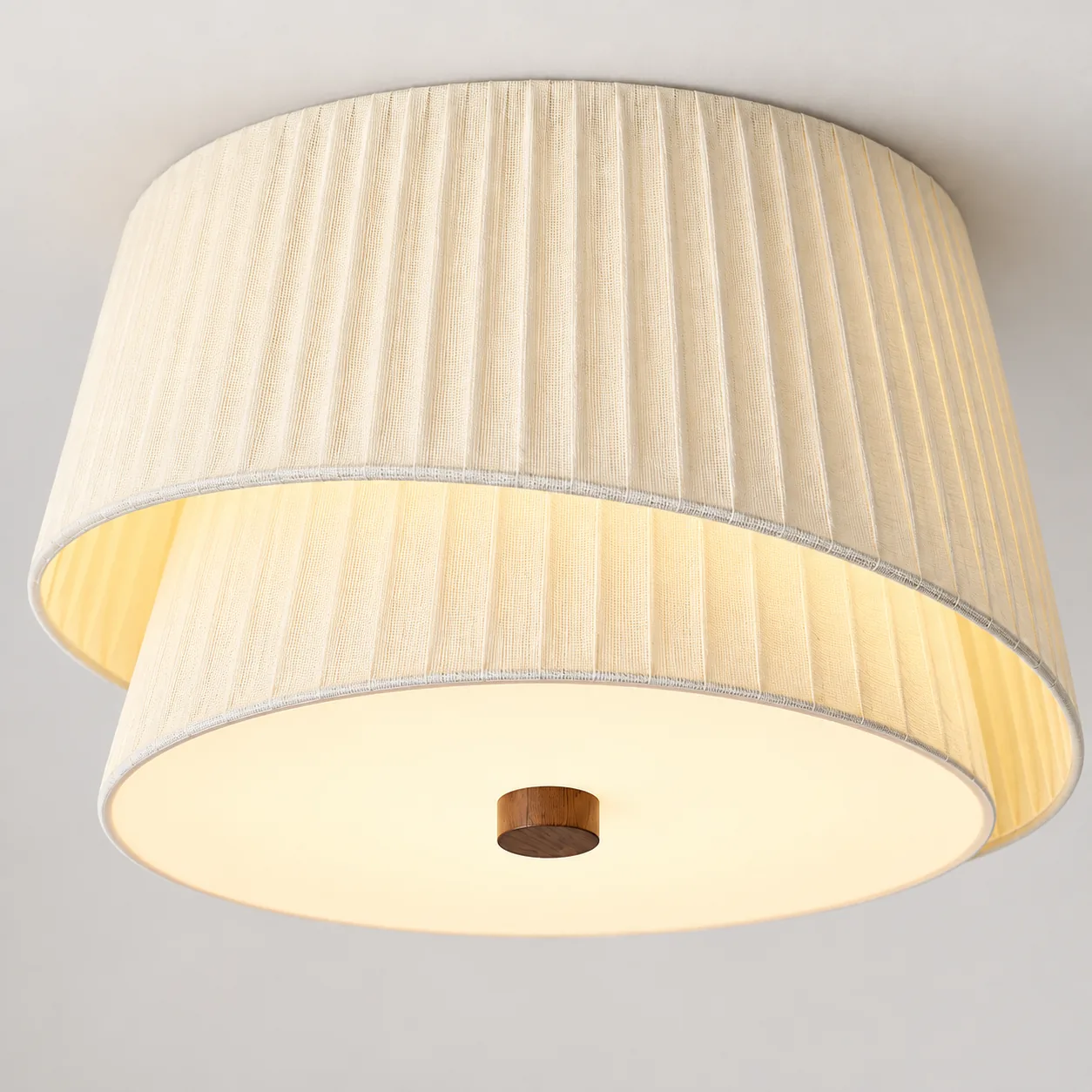 Pleated fabric layered shade detail