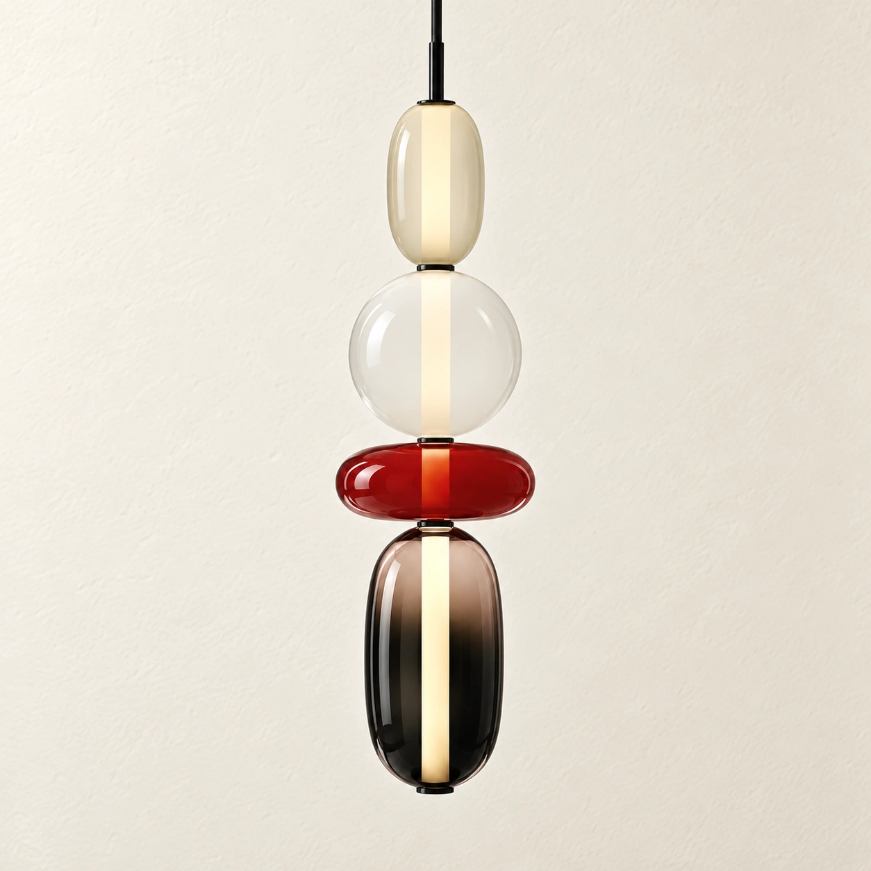 Vesa Red Design H close-up on ivory wall