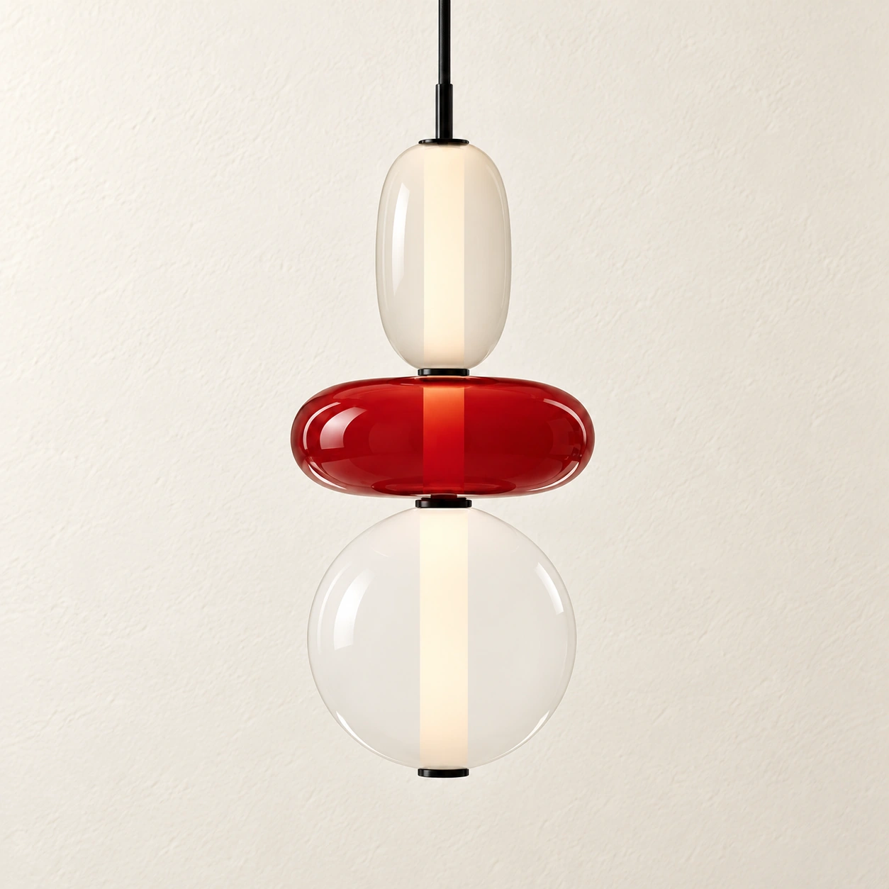 Vesa Red Design D close-up on ivory wall