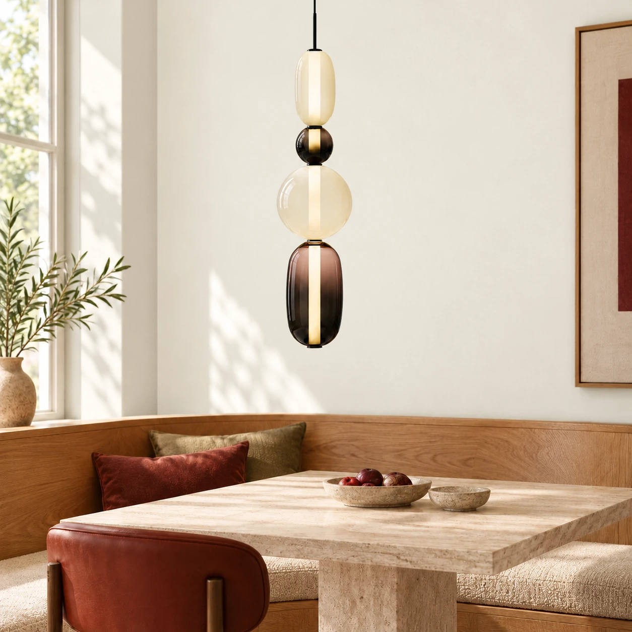 Vesa Black Design F stacked glass pendant in an original interior