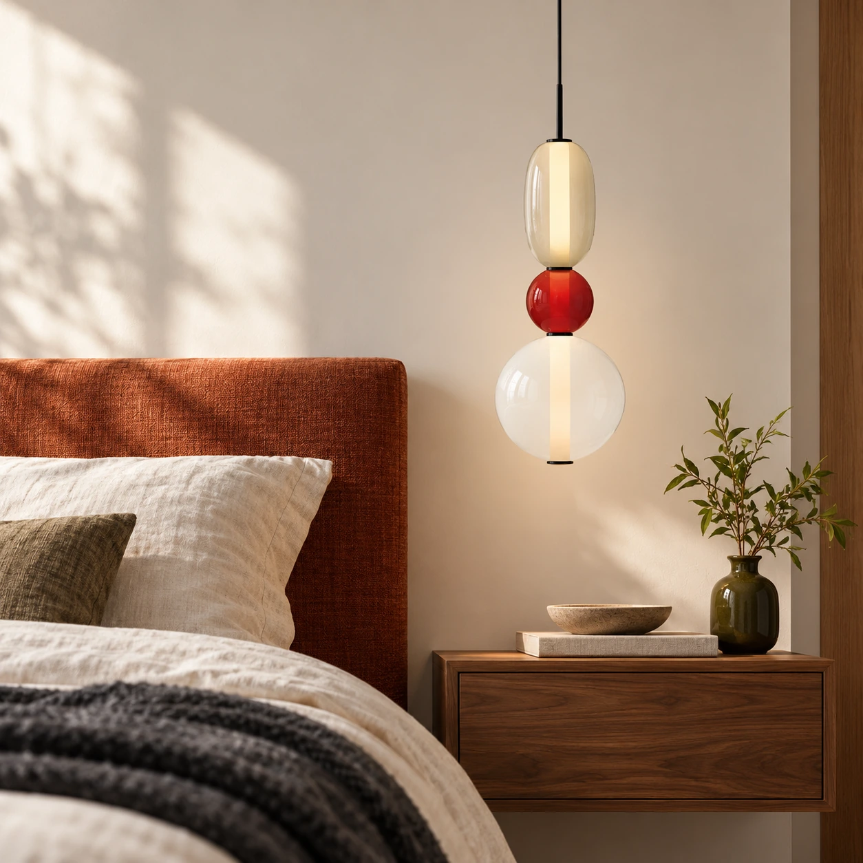 Vesa Red Design B stacked glass pendant in an original interior