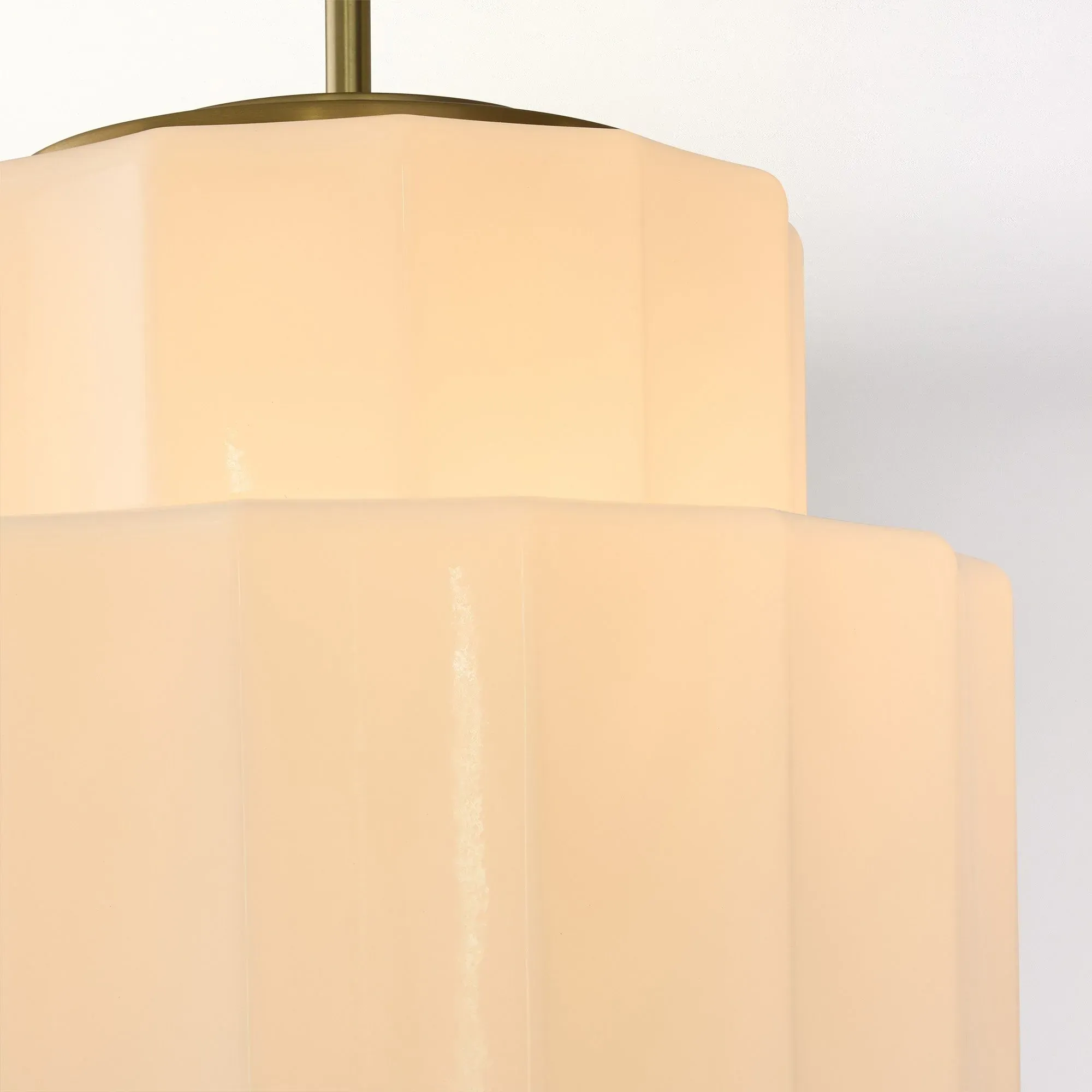 Close-up of the multi-tiered opal lampshade