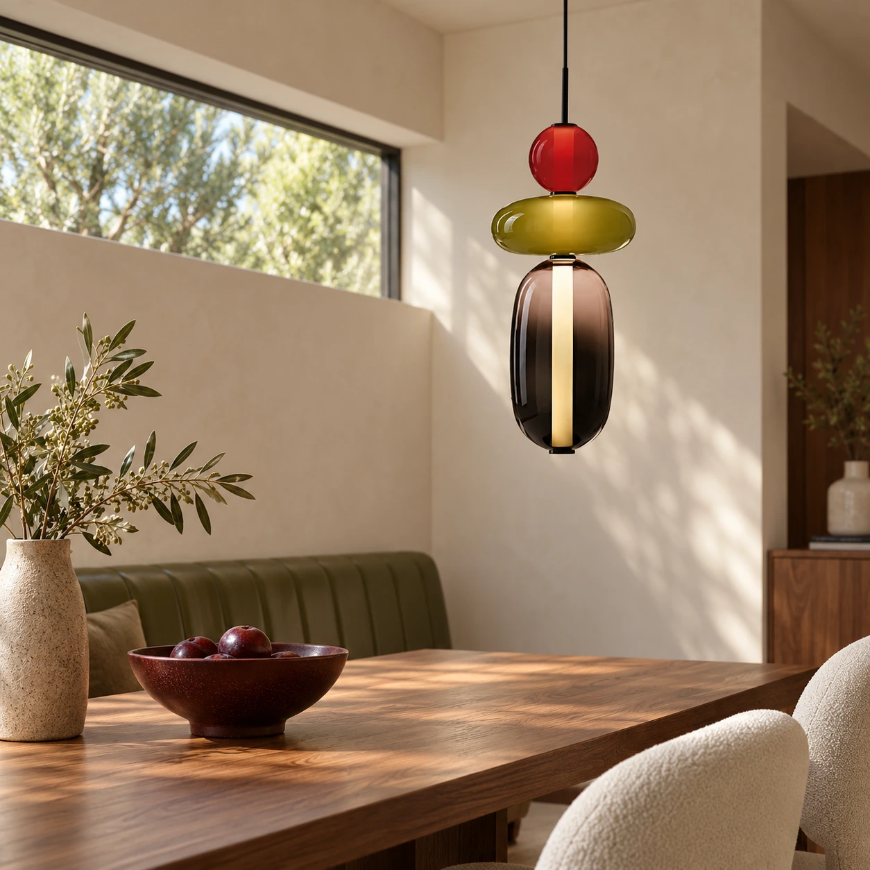 Vesa Green Design C stacked glass pendant in an original interior