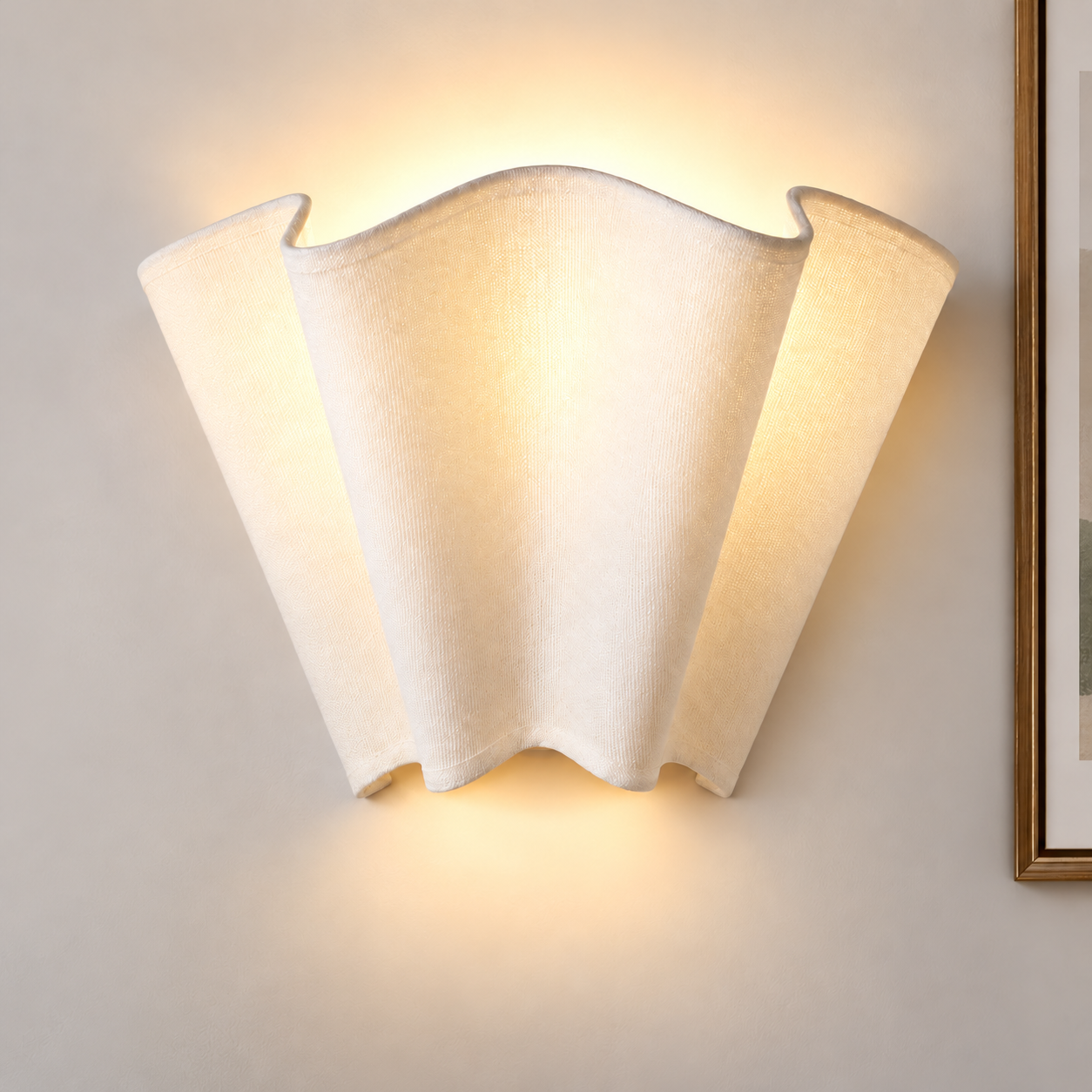 Ivory linen wall sconce