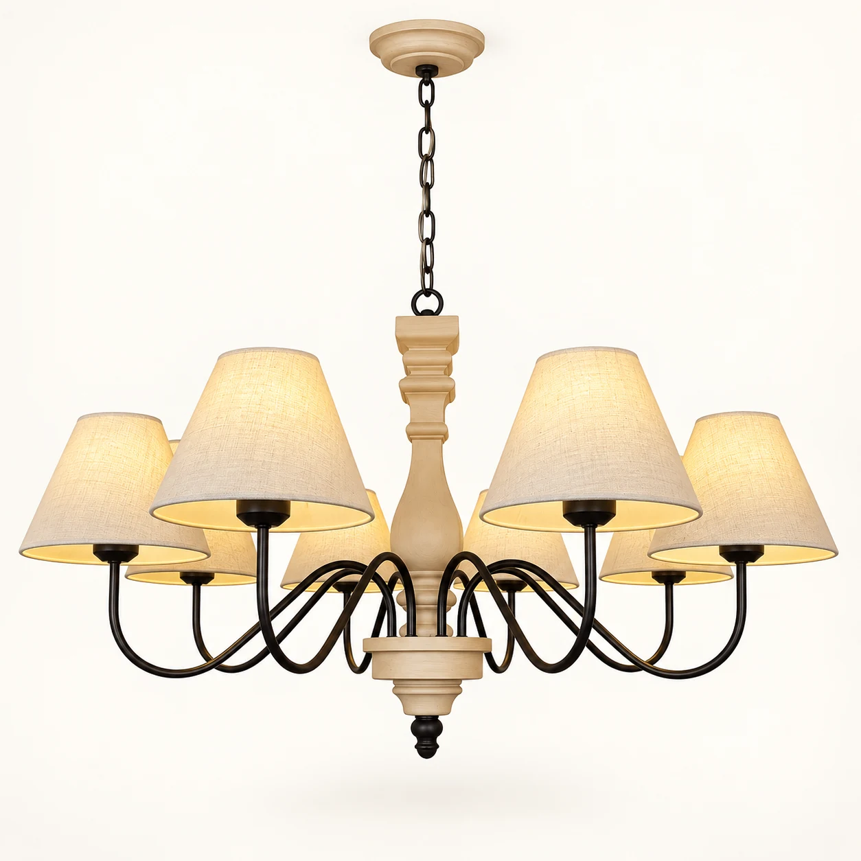 Mara 8-light wood-frame chandelier — source SKU