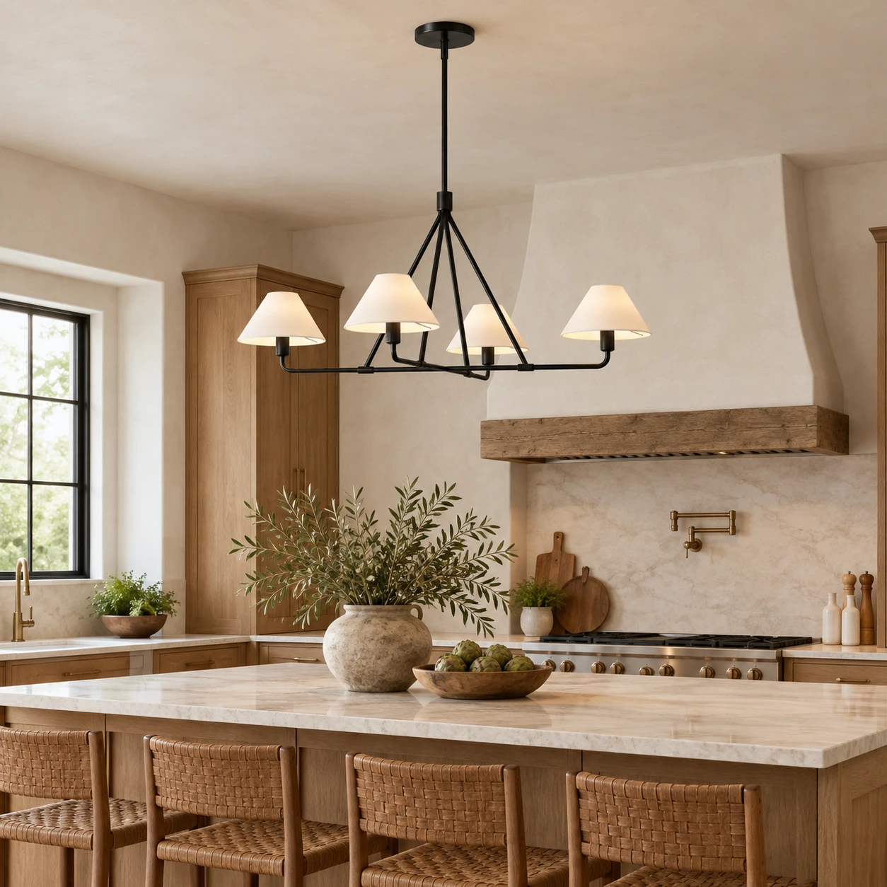 Maren Vintage 4-Light Iron Chandelier in a residential interior
