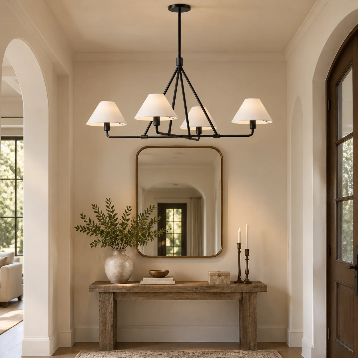 Maren Vintage 4-Light Iron Chandelier in a residential interior