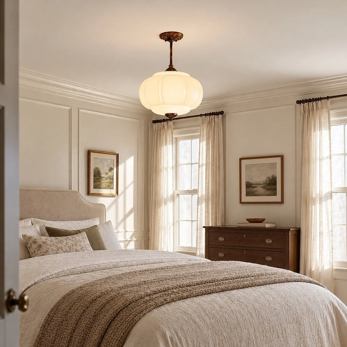 White Eloise ceiling light in a bedroom