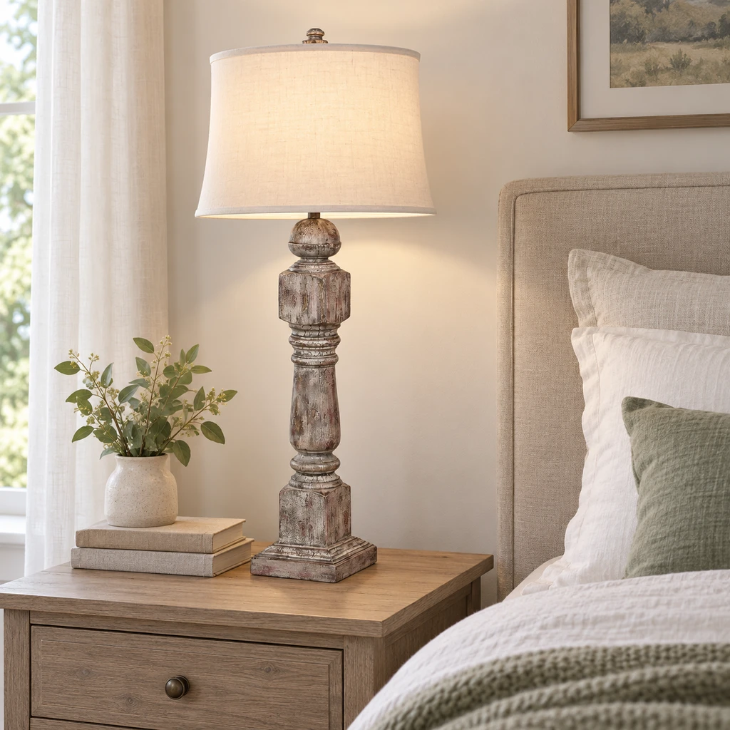 Alden table lamp on a bedside table