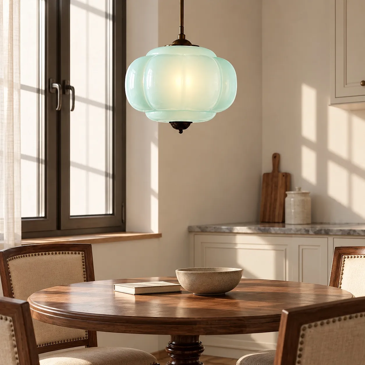 Aqua Eloise ceiling light over a round dining table