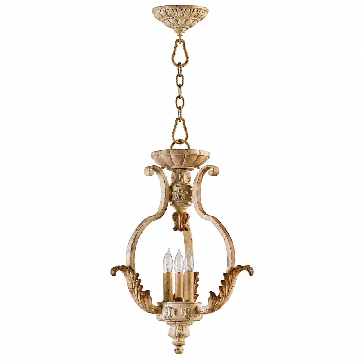Evelyn carved wood pendant three-quarter view