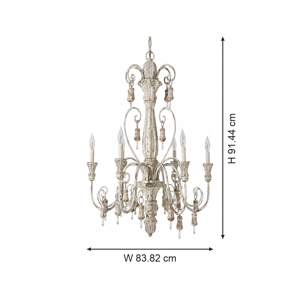Elowen chandelier dimensions: height 91.44 cm and width 83.82 cm