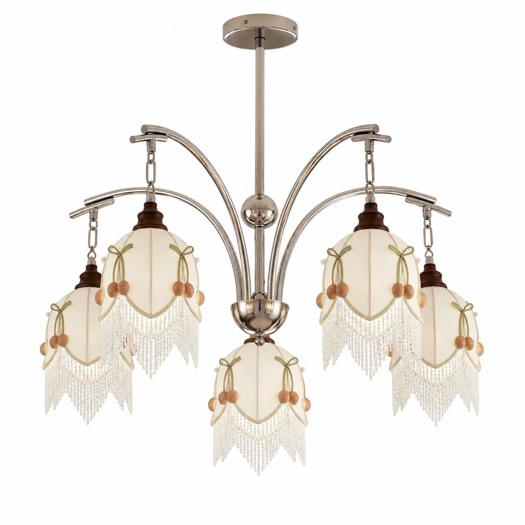 Lucia branching floral fabric chandelier on a clean white background