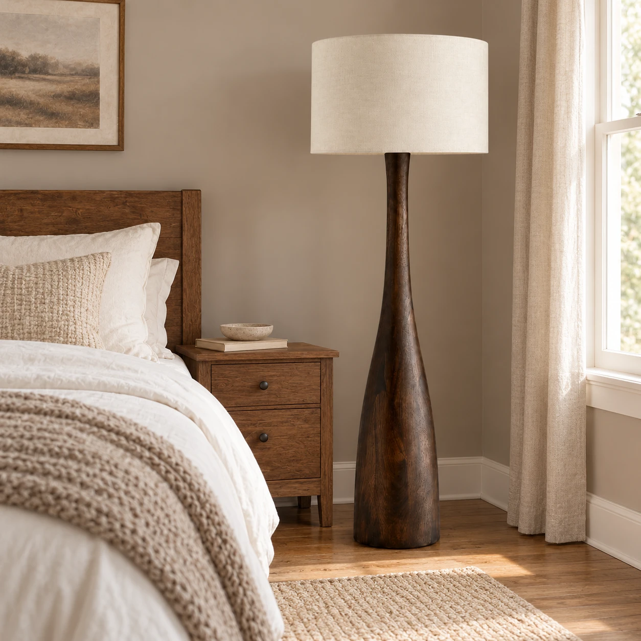 Rowan floor lamp in a bedroom corner