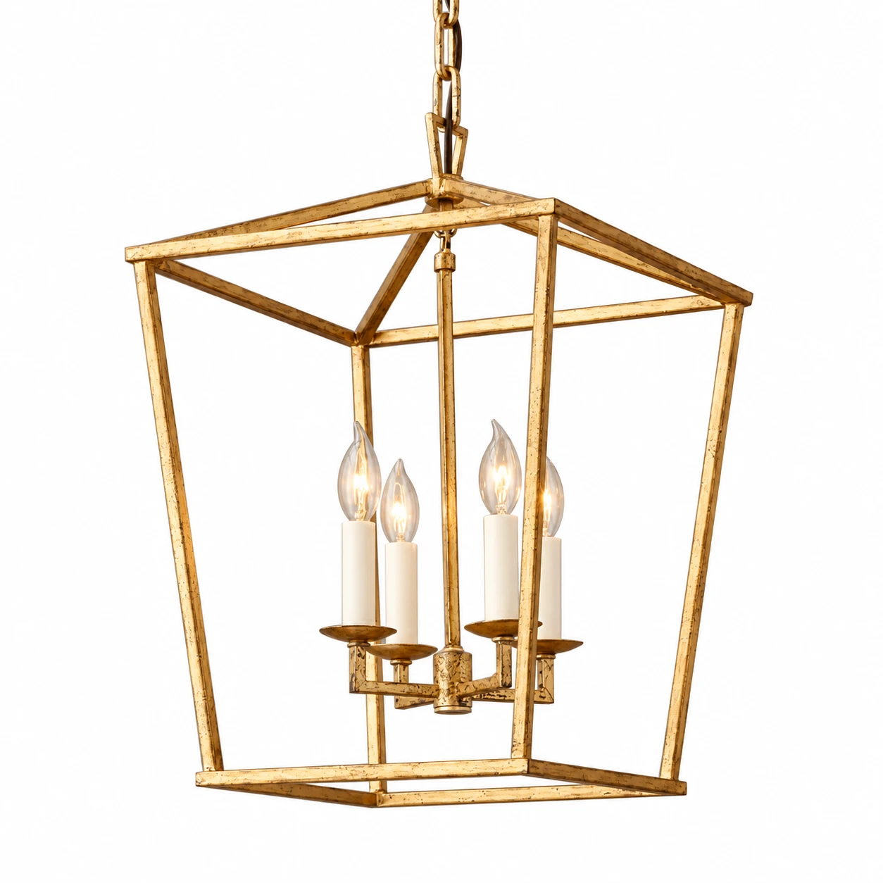 Nora Vintage Caged Iron Chandelier on white background