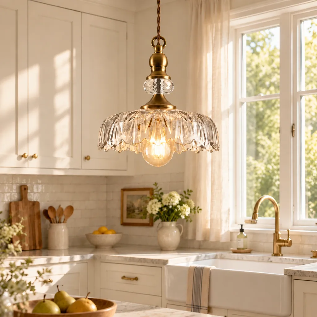 Sylvie Glass Flower Pendant Light, product view