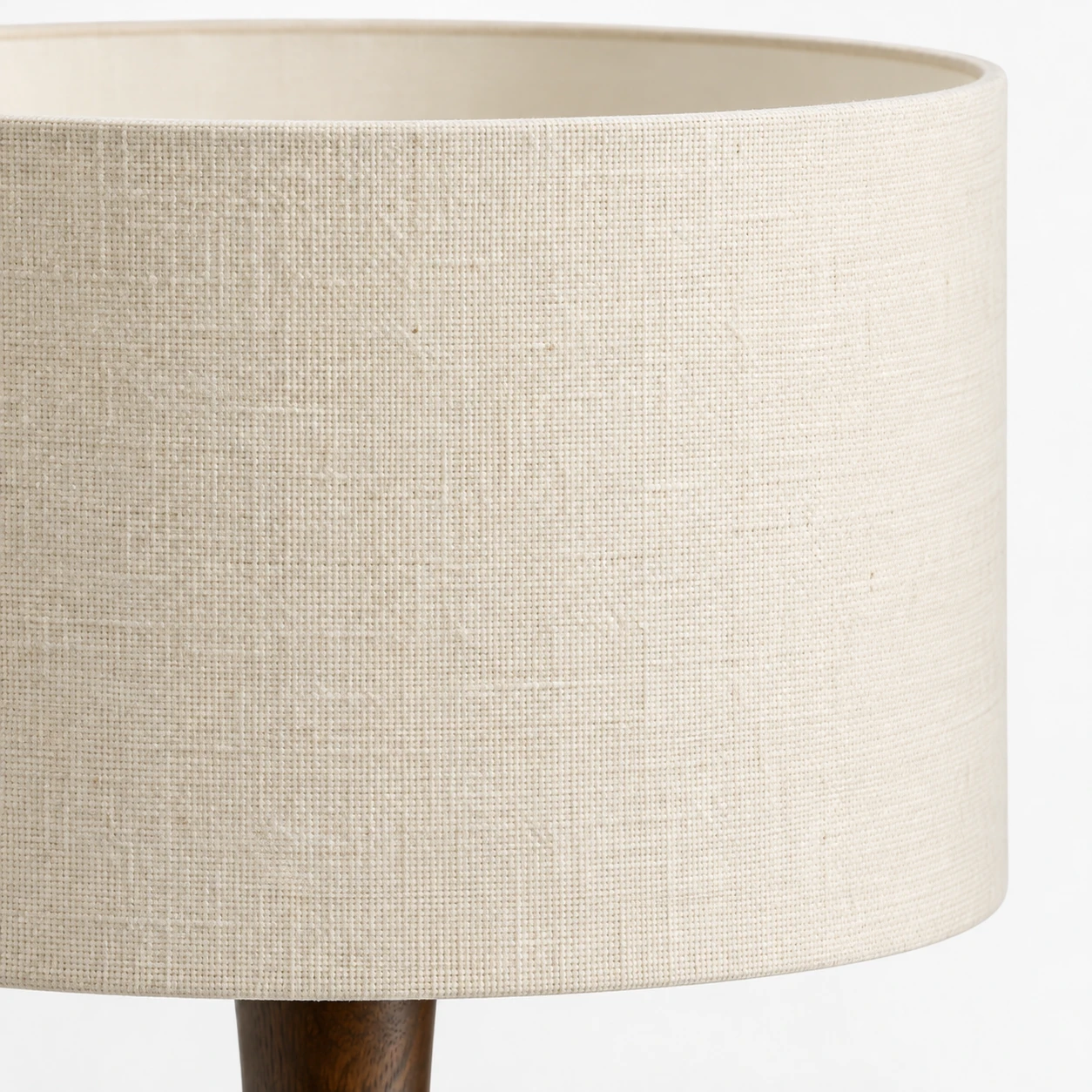 Cream fabric drum shade on the floor lamp