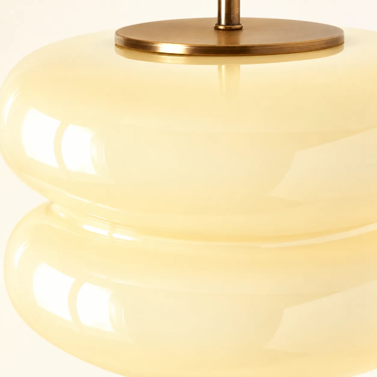 Close view of Emily pale-yellow opal glass surface