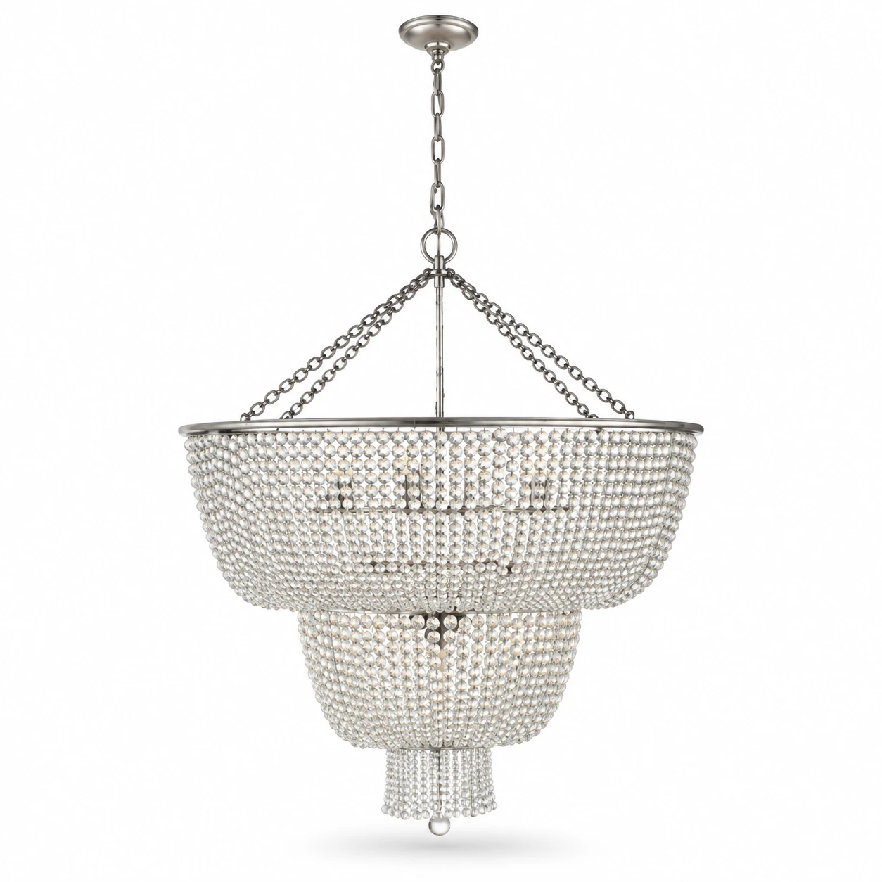12-light clear bead chandelier in silver finish