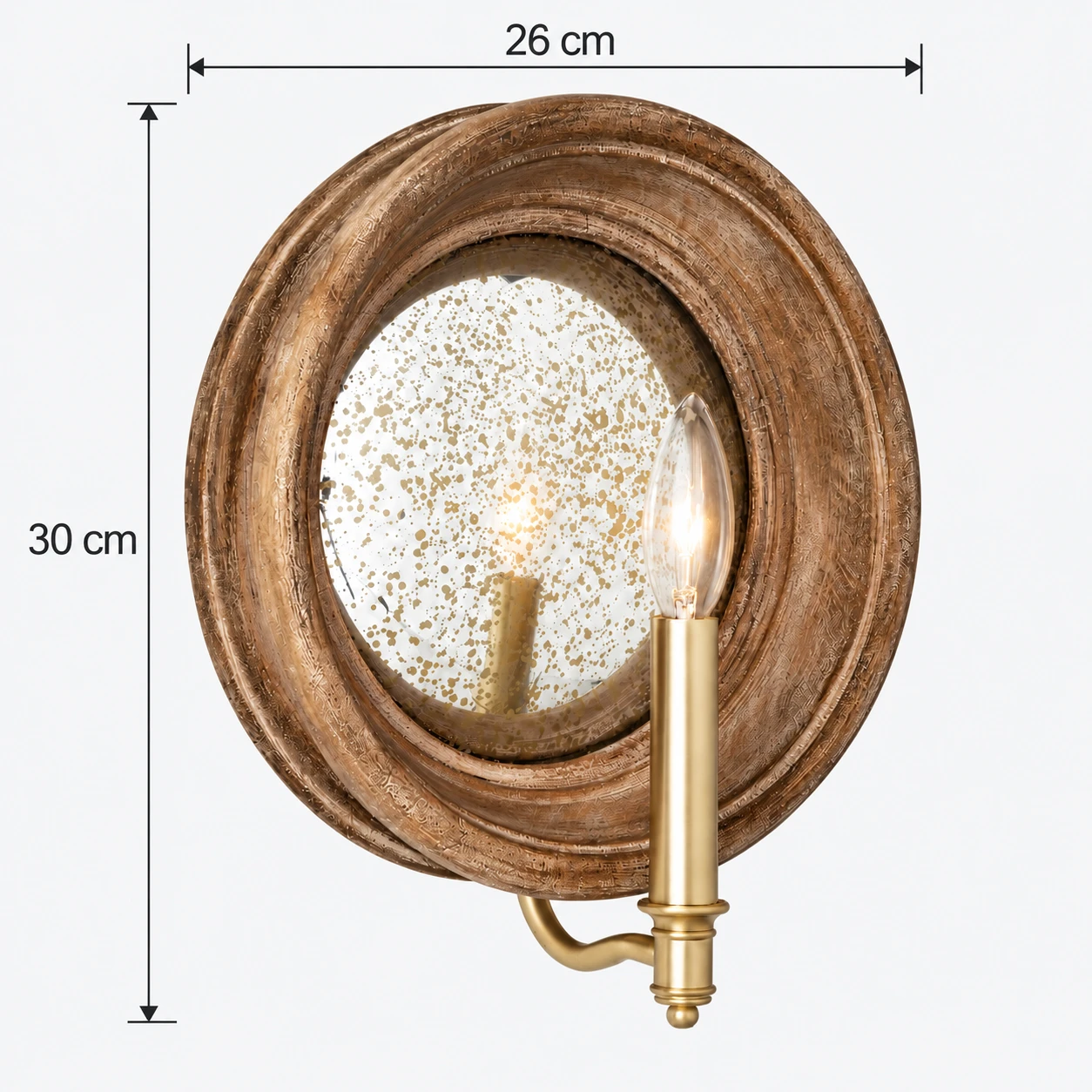 Dimensiones verificadas: 26 cm de ancho y 30 cm de alto.