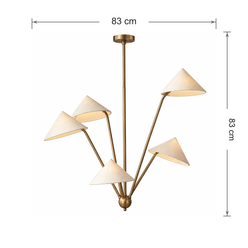 Schéma dimensionnel indiquant une largeur totale de 83 cm et une hauteur totale de 83 cm.