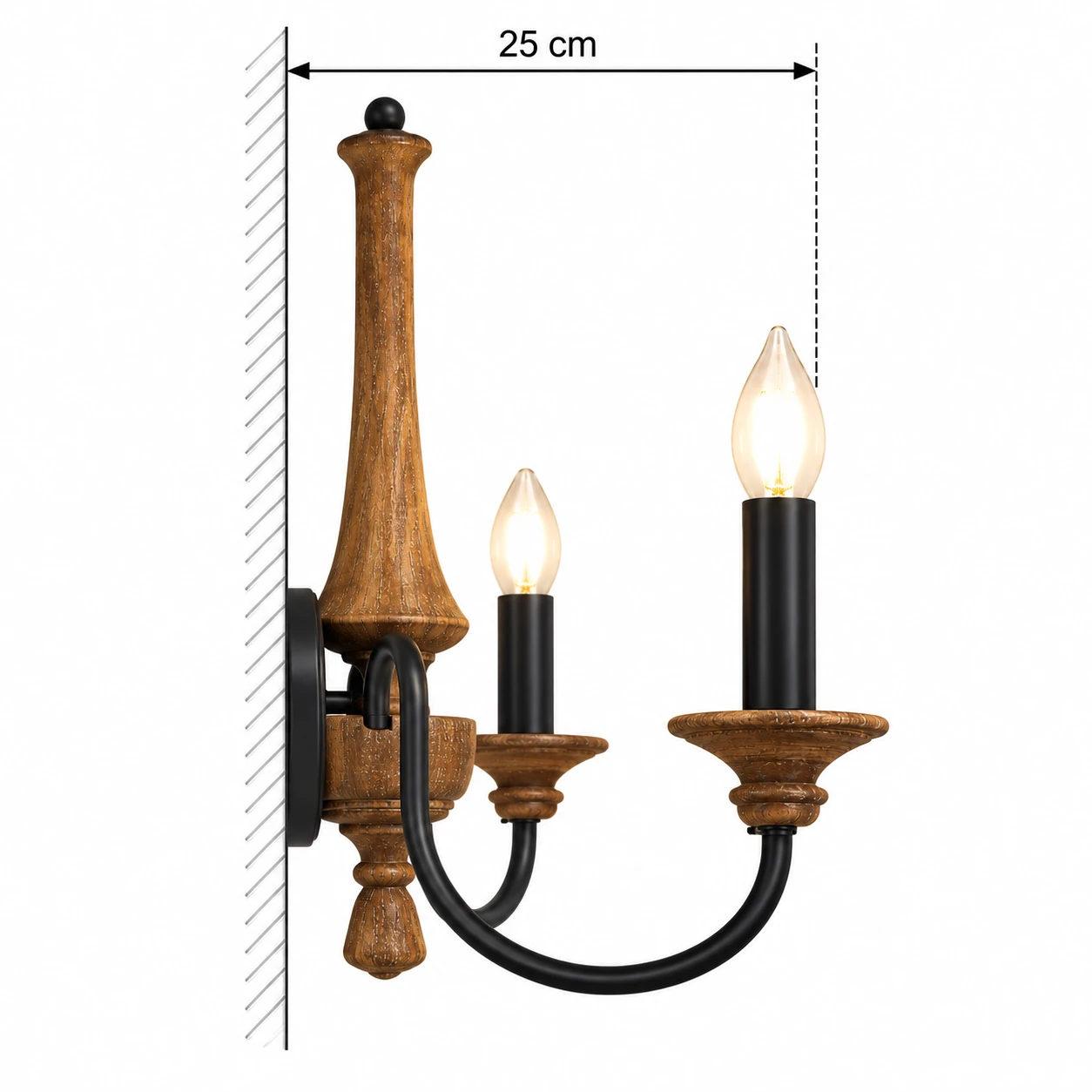Proyección de pared verificada de 2 luces y 25 cm
