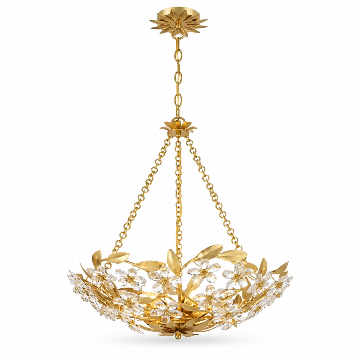 Silhouette d'une suspension en cristal représentant une fleur