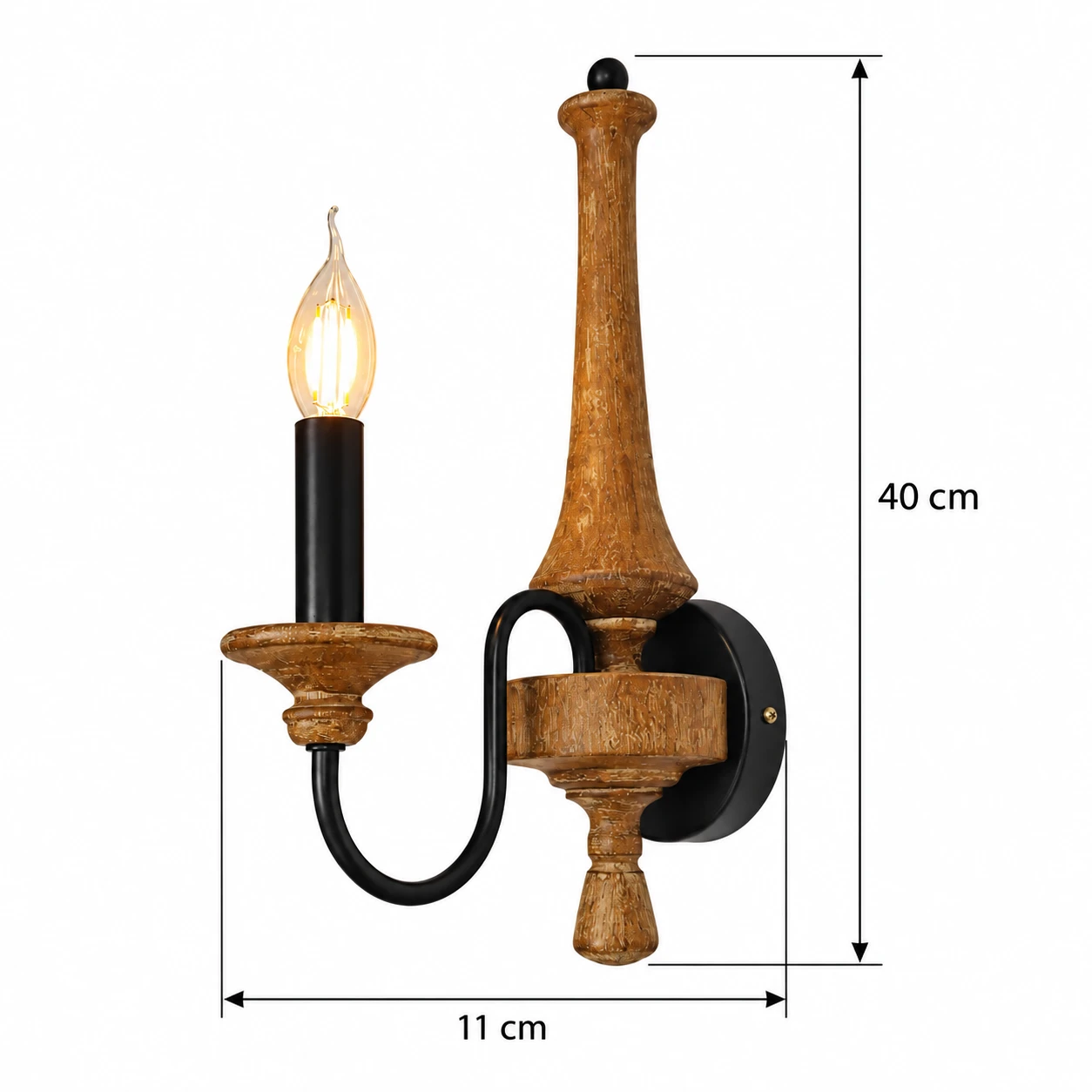 Verificado 1-Luz frontal de 11 cm de ancho y 40 cm de alto.