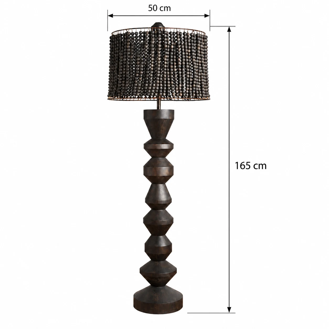 Dimensions du lampadaire : diamètre 50 cm, hauteur 165 cm