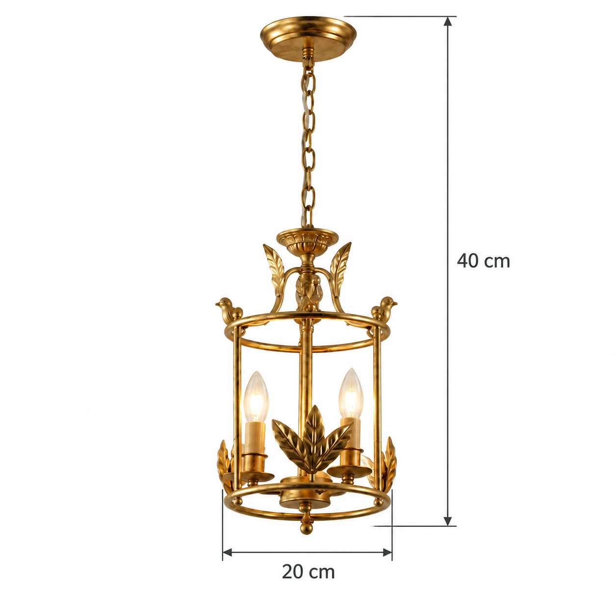 Dimensions du lustre Margot : diamètre 20 cm, hauteur 40 cm