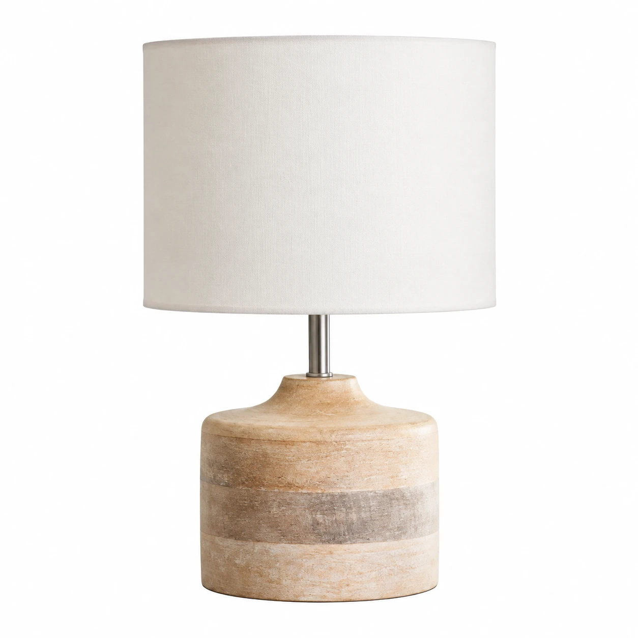 Lampe de table vintage Iris en bois sculpté sur fond blanc